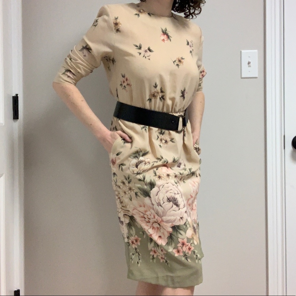 Vintage 1990s Bedford Fair earth tone floral dress